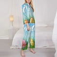 thumbnail image 4 of Kll Happy Easter Print Women'S Long Sleeve Pajamas With Pants Sleepwear Loungewear 2 Set-Large, 4 of 9