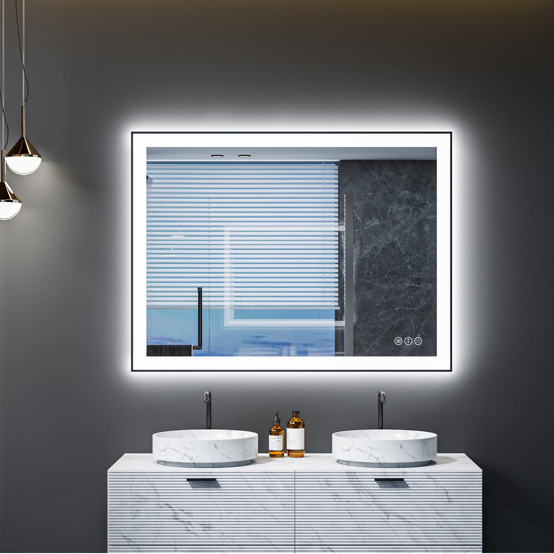 Led Bathroom Mirror 36x48 Inch,front And Backlight Wall Mirror,3 Colors ...