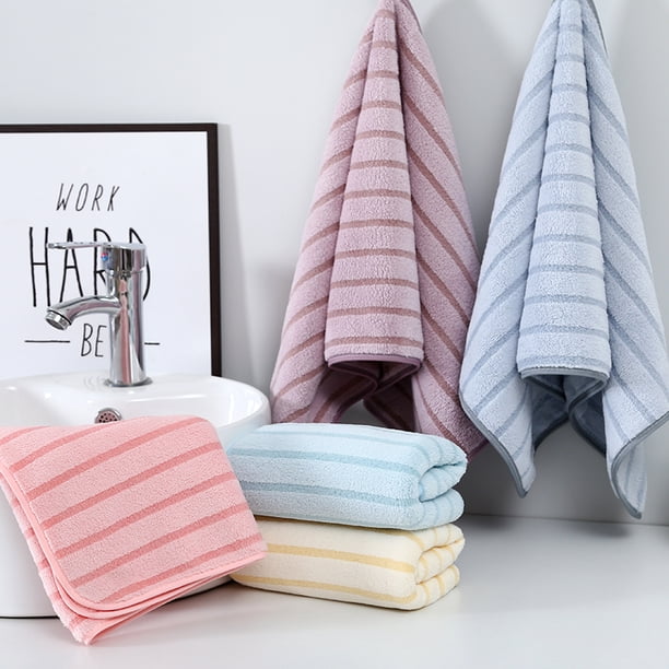 Toalla De Baño De Forro Polar Coral Toallas faciales de terciopelo a rayas de 1 pieza, altamente absorbentes, que no sueltan pelusa, para secar y lavar el cabello. Rkxzt