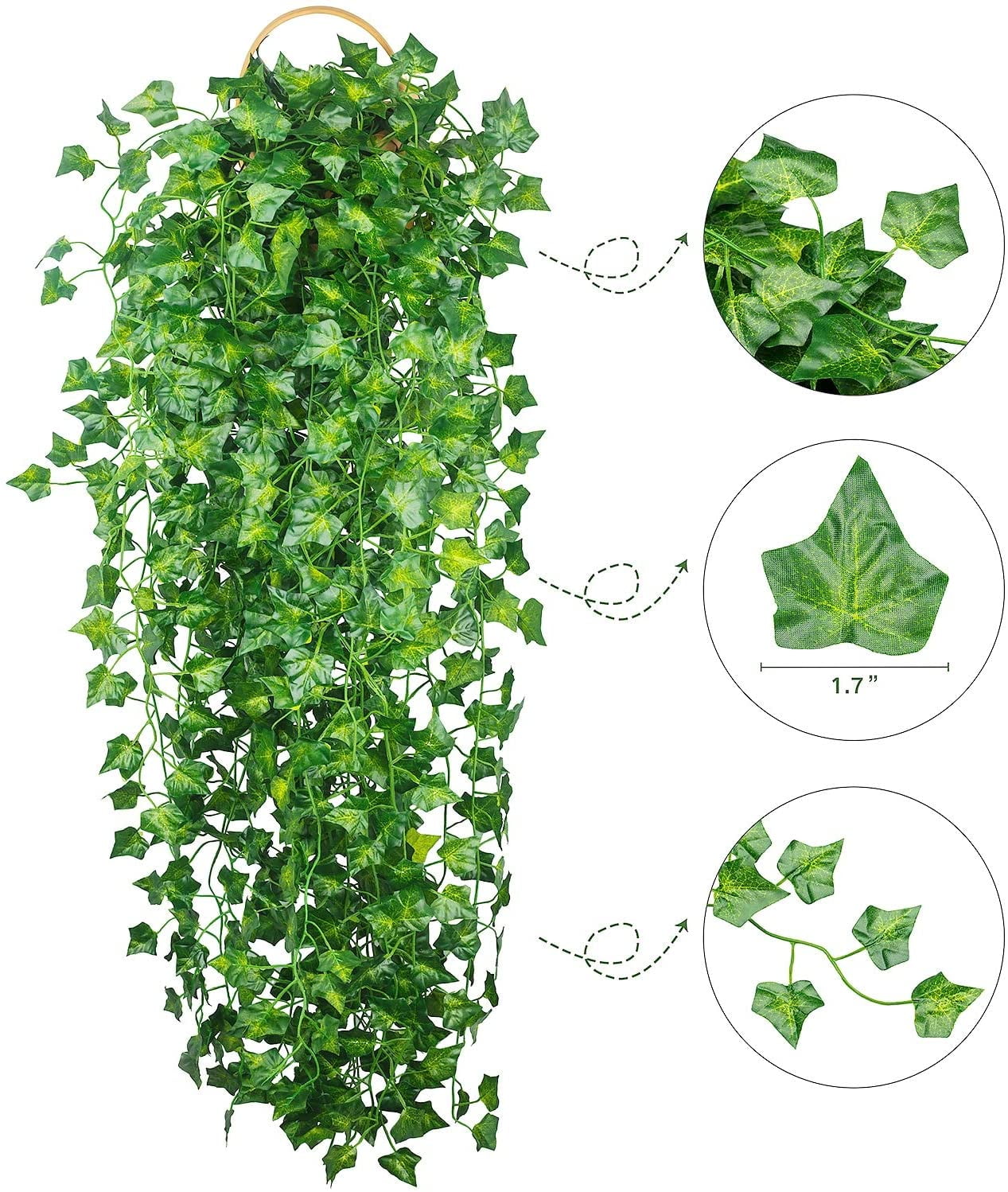 12pcs Artificial Ivy Leaf Plants Vine Hanging Garland Fake Flowers Home Decor