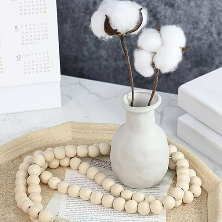 Clearance! Binkne 58In Wood Bead Garland with Tassels Farmhouse