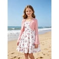 thumbnail image 2 of Aideaone Girls Dress Set Floral Spaghetti Strap Dress with Cardigan for Tweens Teens 7-14 Years, 2 of 7