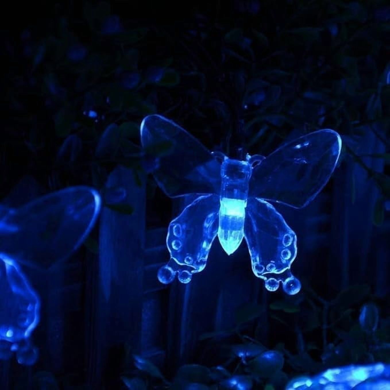 Huiyi Butterfly String Lights, 6.5m30LED Outdoor Solar Powered String Light 8Mode Indoor for Lighting for Lawn Patio Wedding Party Decor
