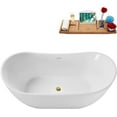 thumbnail image 5 of 55" Streamline G-110-402-GLD Soaking Glossy White Freestanding Tub With Internal Drain in Polished Gold, 5 of 7