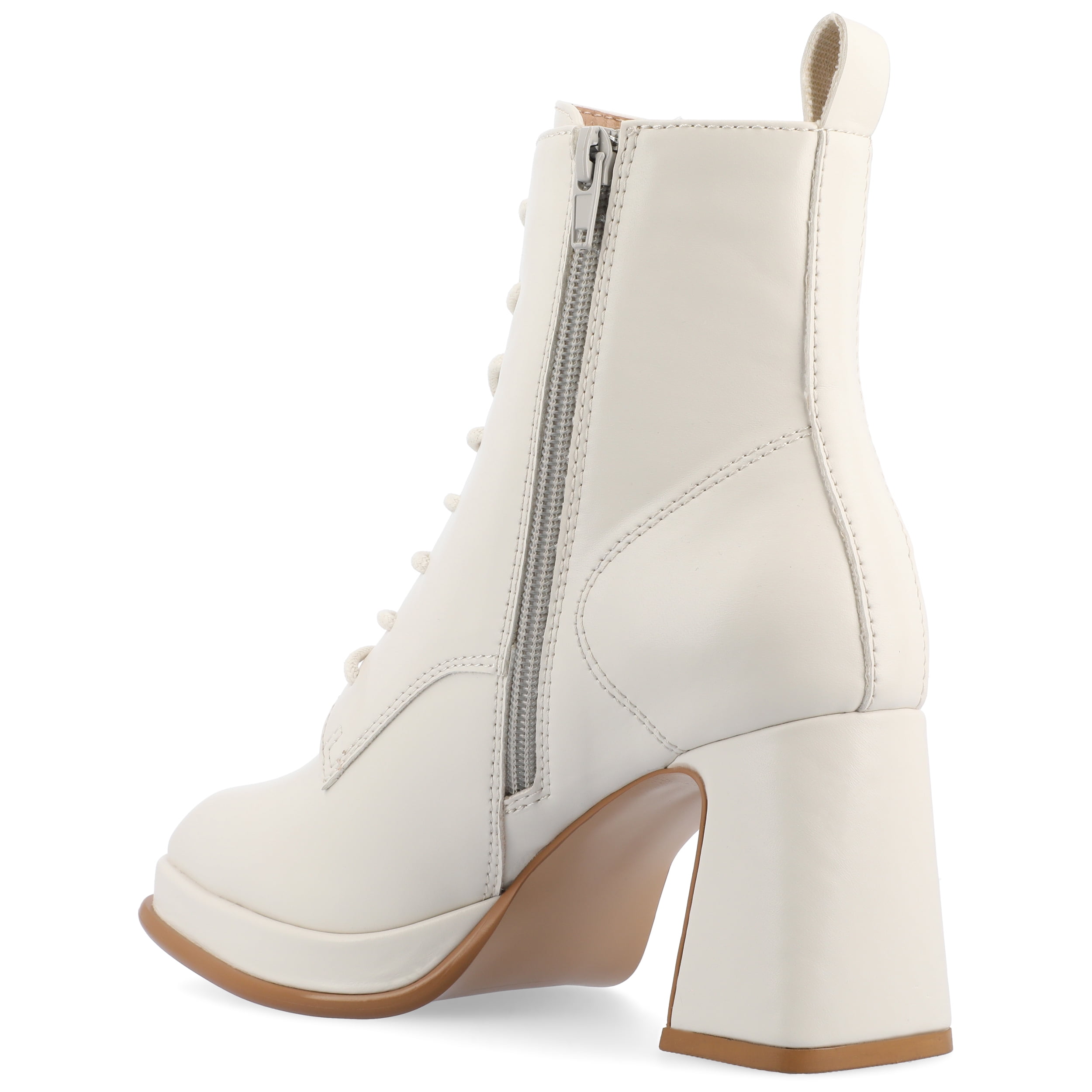 Journee Womens Kalindi Lace Up and Zip Entry Square Toe Booties, Widths Available
