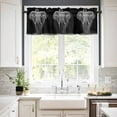 thumbnail image 2 of Elephant Bird Valances for Windows Farmhouse Kitchen Curtains Valances Rod Pocket Valance Curtains for Kitchen Windows Modern Pastoral Animal Black Grey Window Valances for Bathroom Bedroom 42"x12", 2 of 6