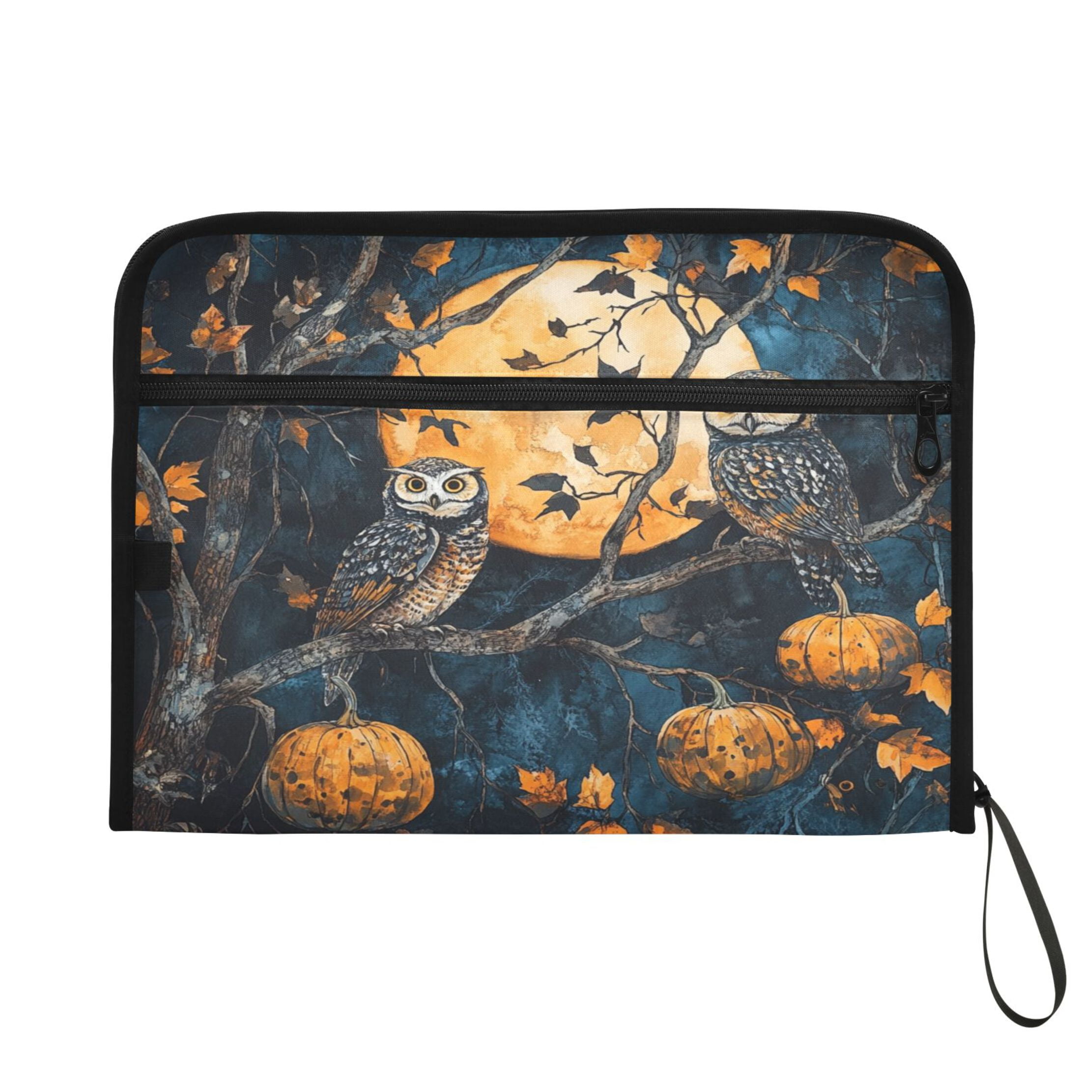 WOBOGO Midnight Owls Expanding File Folder Letter Size Accordion Filing Organizer 13 Pocket Separate Organ Pocket