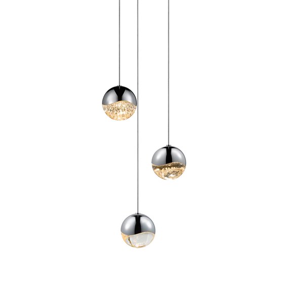 Sonneman 2914.01-MED Grapes 3 Light 8" Wide Led Suspension Multi Light Pendant - Chrome