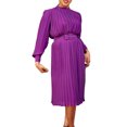 thumbnail image 2 of pstuiky Robes pour Filles, Mode Femmes Robe Chemise à Col Rond Manches Longues Bandage Taille Haute Robes de Soirée Économies d'Été, 2 of 9