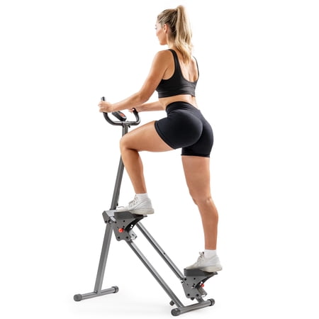 Sunny Health & Fitness Smart Foldable Cardio Stair Climber with SunnyFit App Trainer-Led Workouts and Performance Tracking - Grey