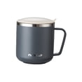 thumbnail image 2 of Tazas de café de acero inoxidable con tapa y asa, taza de café reutilizable con aislamiento térmico, taza de agua del té para barbacoa, pesca, viaje, Gris Soledad Taza de café, 2 of 9