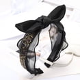 thumbnail image 4 of Sonducket Bandas para el cabello Aro de cuentas de encaje Estilo elegante Orejas de conejo negras Antideslizantes con diademas de engranajes para bodas de Accesorio para el cabello Lazo colorido Sonducket AP010008-03B, 4 of 6