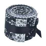 Menolana 20Pcs 2.4 inch Jelly Roll Floral Fabric with Different Patterns Roll up DIY Black