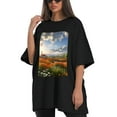 thumbnail image 4 of Plus Size Shirt for Women Black Tops for Women Short Sleeves Shirt for Women Green Valley T Shirt Oversized Shirt for Women S, 4 of 5