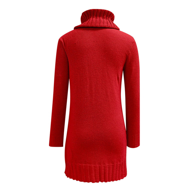 Big And Tall Red Sweater, women's Oversized Mock Neck Pullover