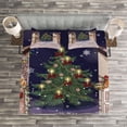 thumbnail image 3 of Ambesonne Christmas Quilted Bedspread Set 3 Pcs, Snowy Streets Carol, King Size, Multicolor, 3 of 3