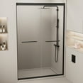 thumbnail image 2 of Wiilayok 44-48 in. W x 72 in. H Double Sliding Shower Door, Semi-frameless Bypass Bathroom Sliding Door with 1/4" (6mm) Tempered Glass for Walk-in Shower, Matte Black, 2 of 8