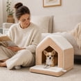 thumbnail image 4 of PAWZ Road Dog Cave Bed, Soft Pet Cave with Removable Cushion, Cozy Pet House for Small Dogs & Cats, Brown, 4 of 12