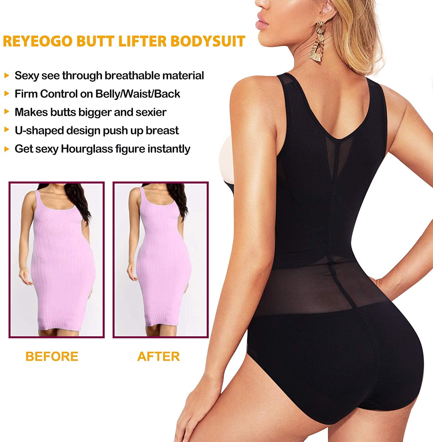 Irisnaya Shapewear Bodysuit for Women Waist Trainer Tummy Control Slimming Body  Shaper Butt Lifter Sexy Bodysuits Open Bust Panty Girdle(Black XX-Large) 
