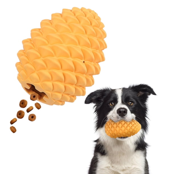 Rompecabezas interactivo de juguete para perros para dispensar alimentos y limpiar los dientes - Mango amarillo 86x114 mm