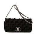 thumbnail image 1 of Pre-Owned Chanel Black Moscow Single Flap Shoulder Bag Velvet and Fur Canvas, 1 of 10