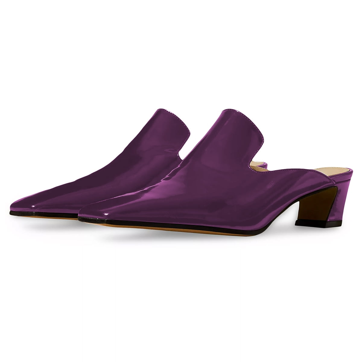 FSJ Women Comfortable Chunky Block Low Heel Mules Square