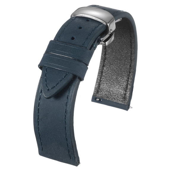Uxcell Leather Watch Band 20mm Vintage Watch Straps with Butterfly Buckle, Blue