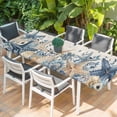 thumbnail image 2 of Blue Starfish Coastal Table Cloths for 8 Foot Rectangle Tables, Eucalyptus Summer Nautical Shell Rustic Patio Waterproof Elastic Fitted Tablecloths, Washable Rectangular Table Cover for Camping, 2 of 8