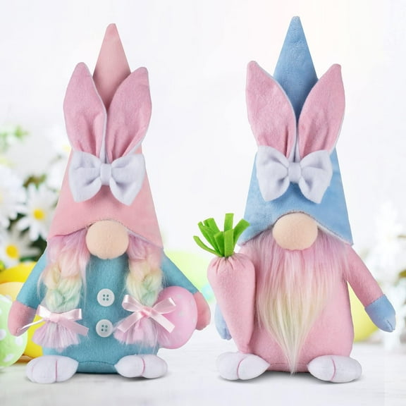 Easter Gnomes Decorations - 2 PCS Plush Bunny Handmade Swedish Tomte Doll Rabbit Gifts, Household Ornaments