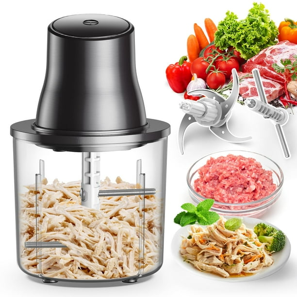 Picadora eléctrica de alimentos, desmenuzadora de pollo, 250 W, tazón de 1.5 L