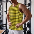 thumbnail image 5 of Salouo Yellow Checkered Plaid for Men's Tank Tops,Sleeveless Muscle Shirts for Men Quick Dry Workout Tank Top Gym Muscle Tee Fitness Bodybuilding Sleeveless T Shirt-4X-Large, 5 of 7