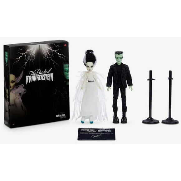 Mattel Monster High Frankenstein & Bride of Skullector Doll Set 10.5in - Includes Certificate of Authenticity and Stand