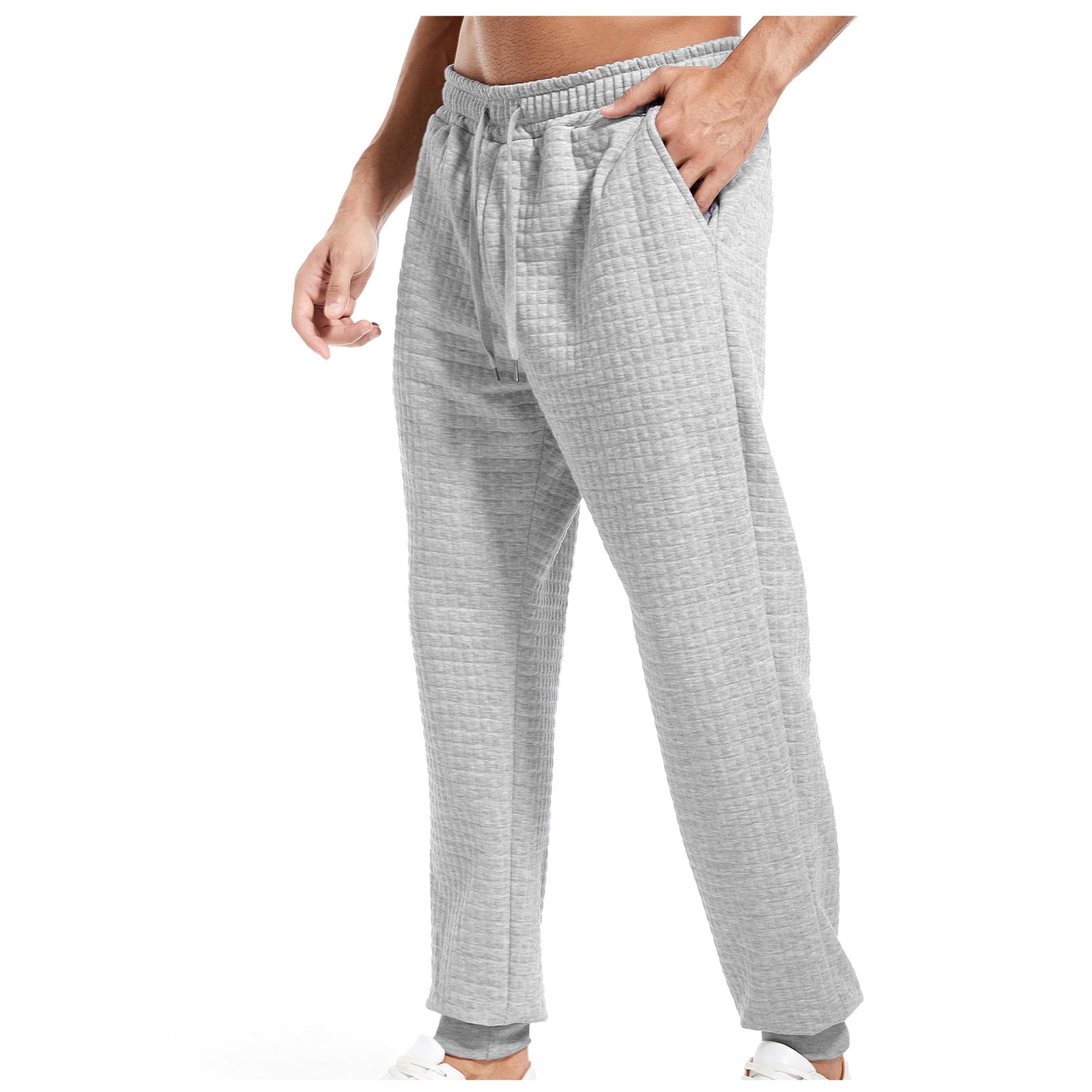 【HI FI FNK】Waffled Over Jogging Pants HBYJLZYG Mens Sweatpants, Workout Lightweight Waffle Pants