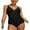 Black, variant on Women Criss Cross Ruched One Piece Bath Suit Monkini Tummy Control Swimwear