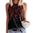thumbnail image 2 of Prolriy - Camisetas de verano para mujer 2024, camisetas sin mangas estampadas, informales, holgadas, con cuello redondo, color negro, talla S, 2 of 4