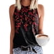 thumbnail image 2 of Prolriy - Camisetas de verano para mujer 2024, camisetas sin mangas estampadas, informales, holgadas, de cuello redondo, color negro, talla M, 2 of 4