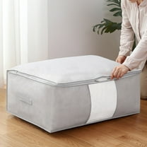 AZXY Blanket Storage Containers,Storage Bags for Clothes with Zipper,Closet Organizer Bins Fabric Folding,Stackable Blanket Containers for Large Blankets Throw Pillows Quilts with Handle,53*35*17cm