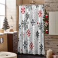 thumbnail image 3 of Red Black Grey Snowflakes Bathroom Shower Curtain Winter Christmas Snowflakes Waterproof Washable Shower Curtains for Bathtub Bath Decor with Grommets and Hook 54 X 78 Inch, 3 of 8