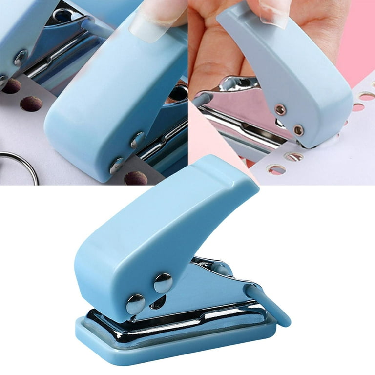1/4 Single Hole Punch Handheld Hole Puncher with Grip Paper Puncher, Blue