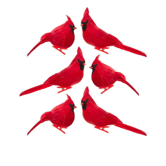 Kurt Adler VELVET CARDINAL ON CLIP - 2 ASSORTED