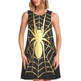 thumbnail image 1 of Balery Gold Spider On The Web Vestidos de verano para mujer con estampado: vestido holgado sin mangas, vestido playero informal y cómodo para días calurosos., 1 of 7