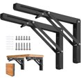 thumbnail image 1 of 2pcs Folding Shelf Brackets - Heavy Duty Metal Collapsible Triangle Shelf Bracket, Diy Wall Mounted Folding Table Hinge, Space Saving For Bench Table-, 1 of 1