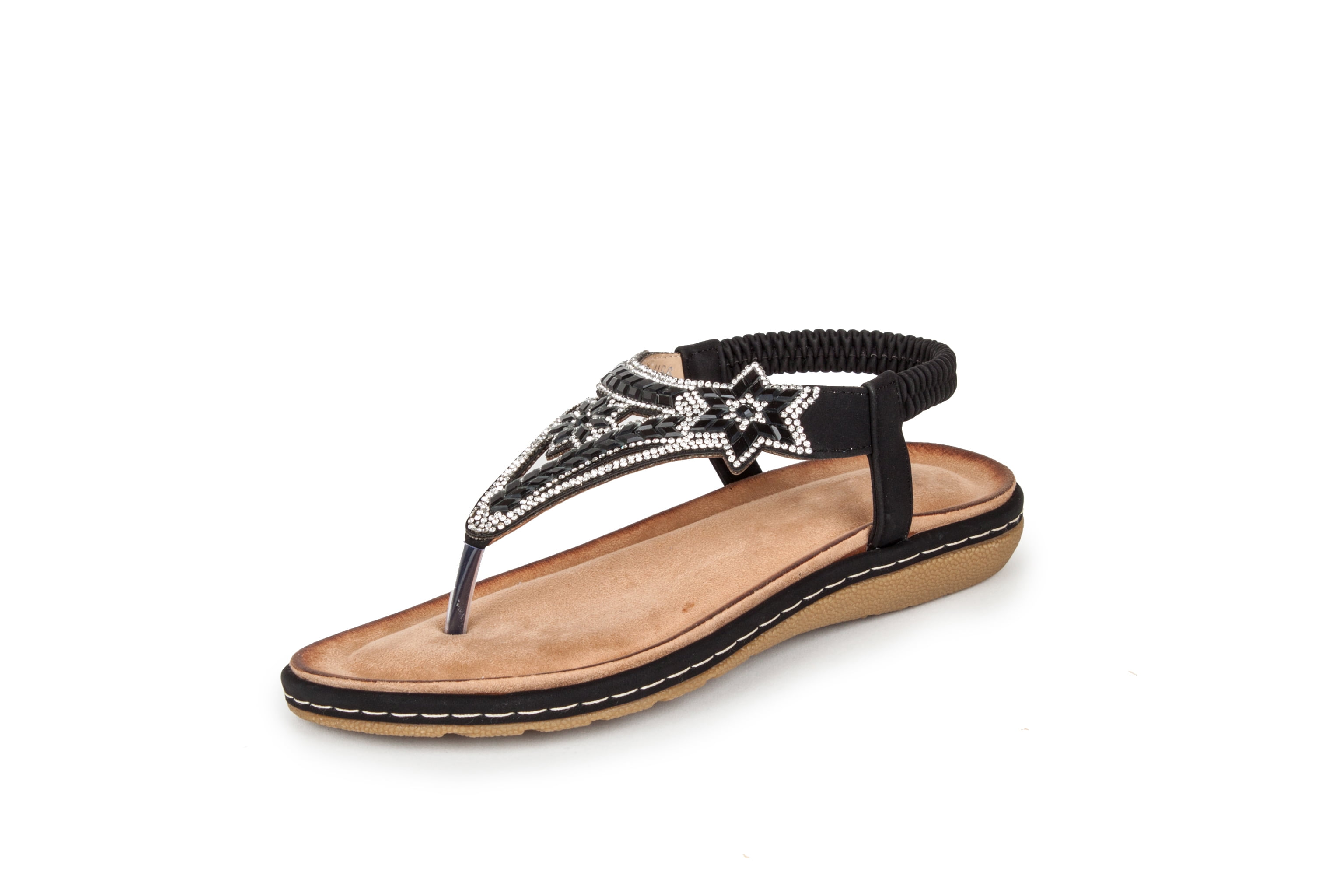Wide Width Embellished T-Strap Thong Sandals Wide Width Cato Fashions