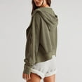 thumbnail image 5 of DeHolifer Women Waffle Jacket Cotton Knit Hoodies Zip Up Cropped Jacket Slouchy Short Jackets Casual Long Sleeve Shackets Outwear with Pockets Army Green S, 5 of 8