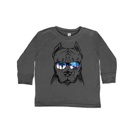 

Inktastic Pitbull Sketch Portrait with Sunglasses Gift Toddler Boy or Toddler Girl Long Sleeve T-Shirt