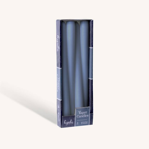 Hyoola 12" Sapphire Blue Dripless European Made Taper Candles, Unscented Paraffin Wax with Cotton Wicks, 4-Pack