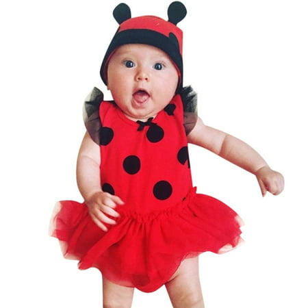 

Qufokar Valentines Day Gifts Romper New Born Girls Clothes 2Pc Sleeveless Baby Sets Girls Princess Kid Dot Tulle Hat Outfits Romper Girls Outfits&Set