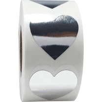 Metallic Silver Heart Stickers For Valentine's Day Crafting Scrapbooking 1 Inch 500 Adhesive Stickers