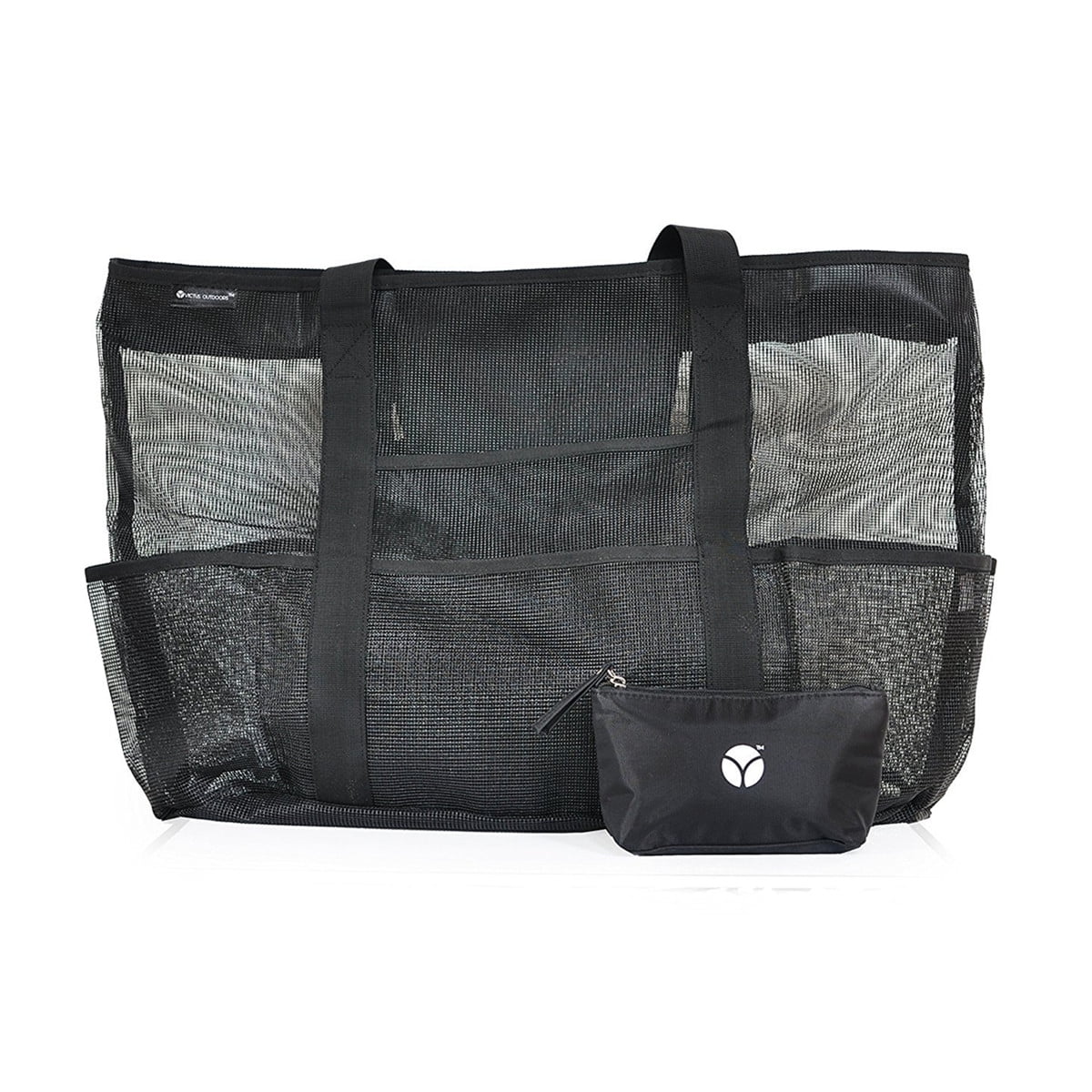 black beach bag with zip