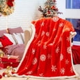 thumbnail image 2 of Christmas Sherpa Throw Blanket ，Christmas Decoration Gift, Fleece, Plush, Warm, Cozy Reversible Microfiber Holiday Blanket White Reindeer, 2 of 9